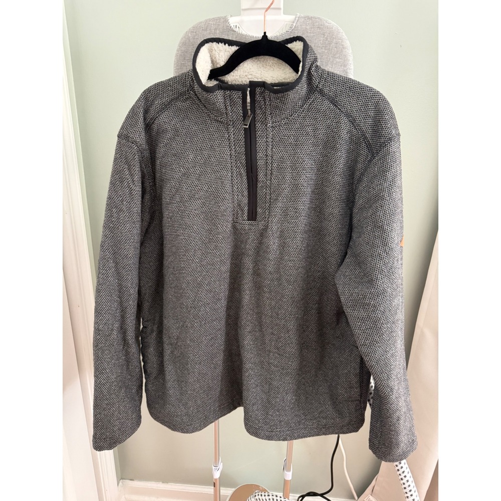 Orvis Sherpa Lined Quarter Zip Fleece Jacket Gray Outdoor Mens XL Gorpcore